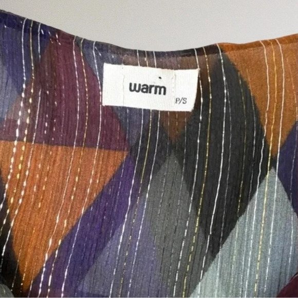 WARM Silk Multicolor Metallic thread Knee length Dress Size S - Picture 4 of 8